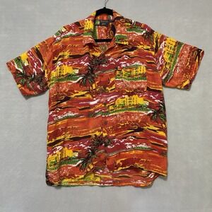 Roundy Bay Single Stitch Hawaiian Shirt Palm Trees Mens Sz L